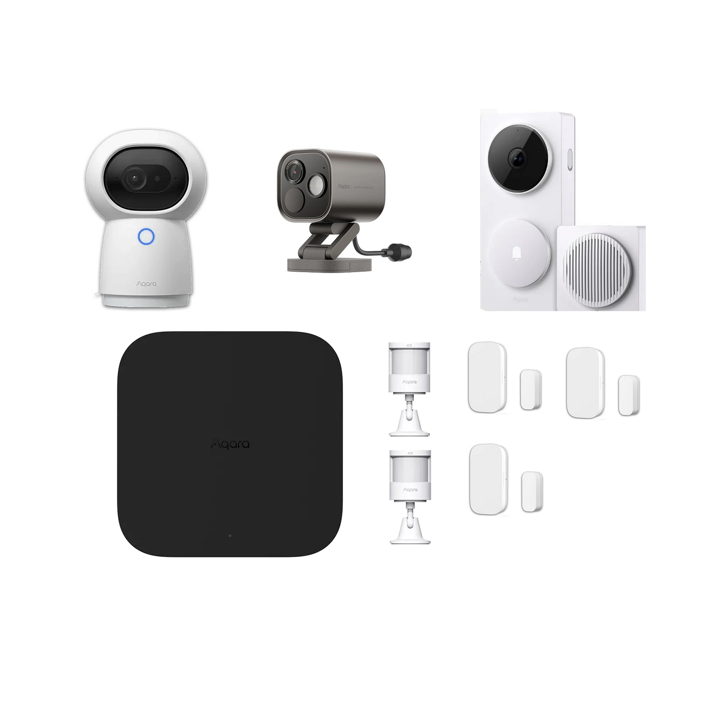 Pack sécurité Aqara avec hub intelligent, caméras de surveillance et capteurs connectés