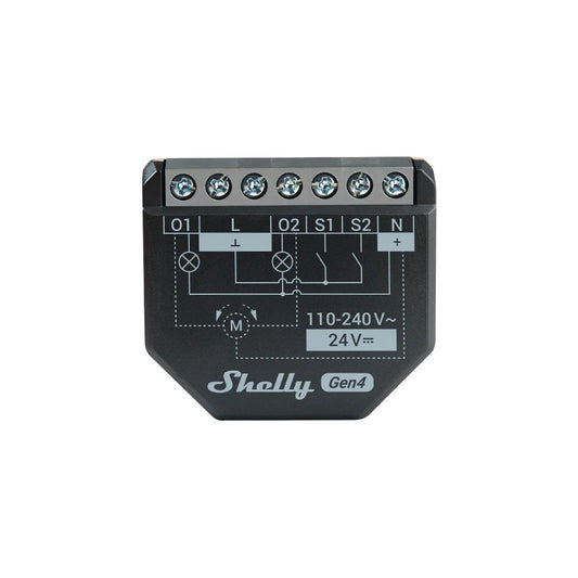 Shelly 2PM Gen4 multiprotocole ( Wi-Fi + Bluetooth / Zigbee 3.0), avec compteur de puissance, compatible Matter, avec mode volet roulant