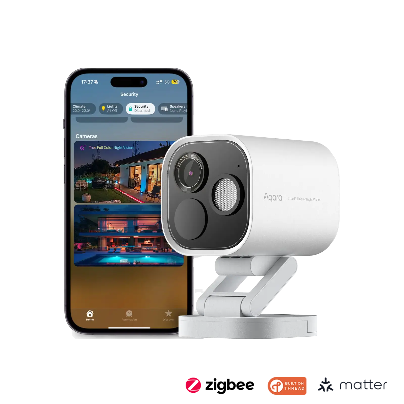Caméra de sécurité Aqara G5 Pro Wi-Fi compatible Matter et Apple HomeKit pour surveillance de la maison connectée-sawatell