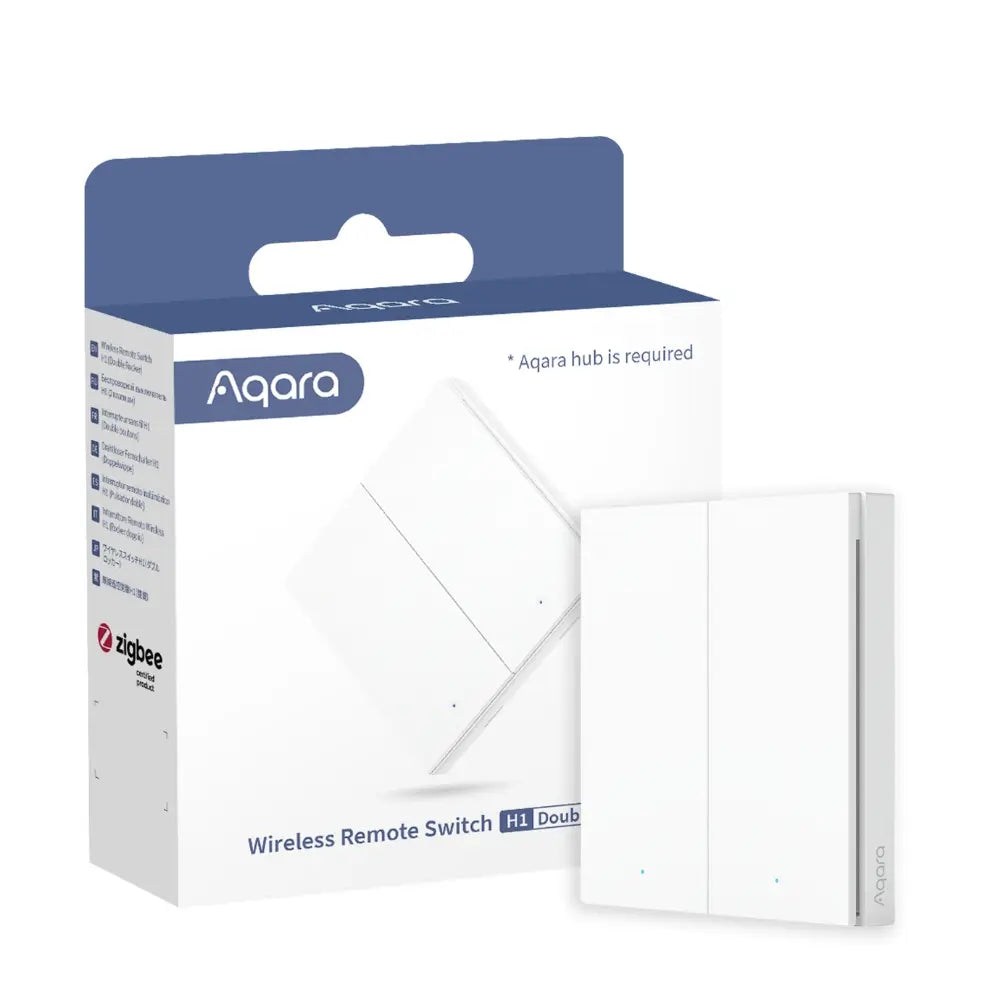 Interrupteur sans fil Aqara H1 double bascule Zigbee 3.0 pour le contrôle et l’automatisation de la maison connectée