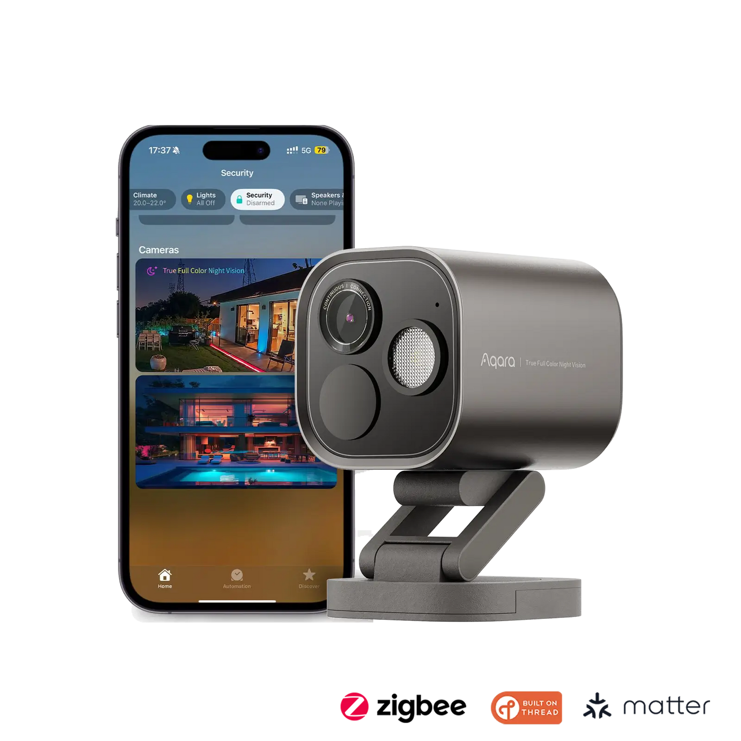 Caméra de sécurité Aqara G5 Pro Wi-Fi compatible Matter et Apple HomeKit pour surveillance de la maison connectée-sawatell
