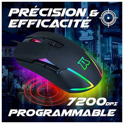 AKUMA SOURIS GAMING OTAKU M03 7200DPI RGB PROGRAMMABLE NOIR