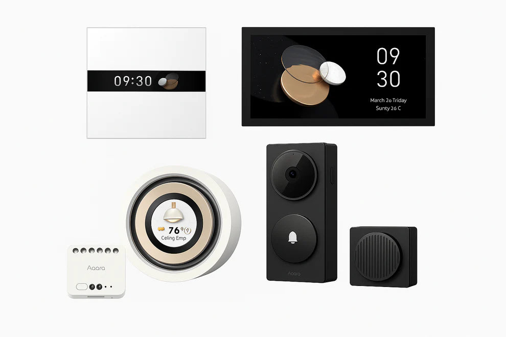 Kit Domotique Aqara Premium – Affichage V1, Cadran Tactile V1, Hub S1 Plus, Module Double Relais T2 & Vidéophone G410-F