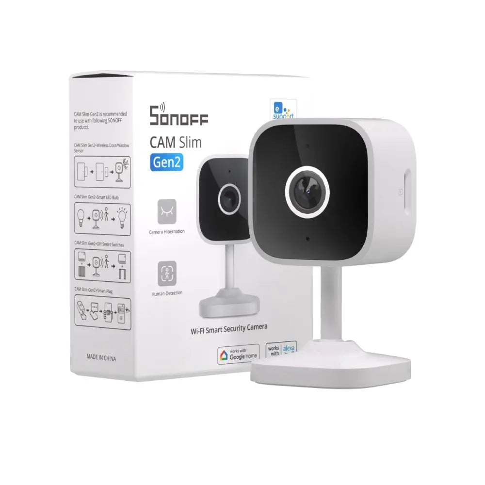 Caméra de sécurité domotique intelligente Wi-Fi SONOFF CAM Slim Gen2 pour surveillance intérieure, contrôle à distance et alertes de sécurité en temps réel