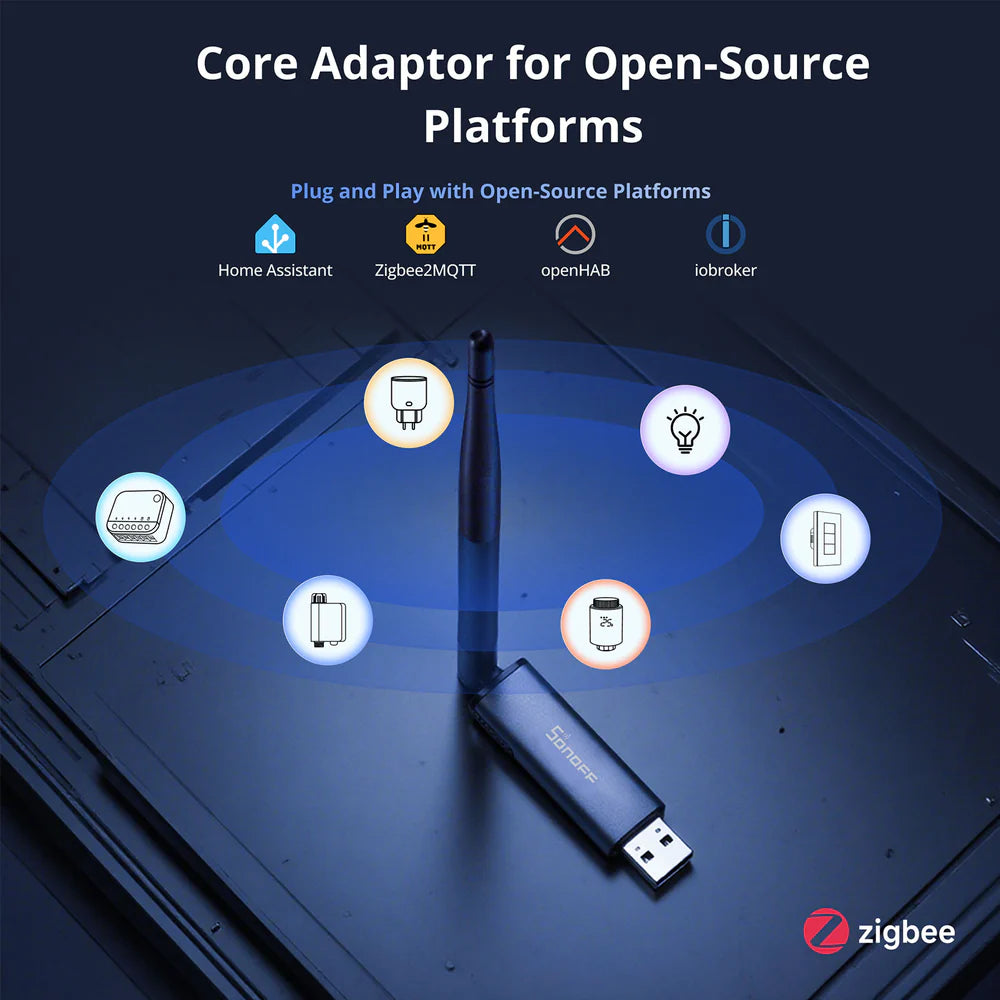 Dongle USB Zigbee 3.0 et Thread SONOFF Dongle Plus MG24 pour création de passerelle domotique, compatible Home Assistant, Zigbee2MQTT et Matter