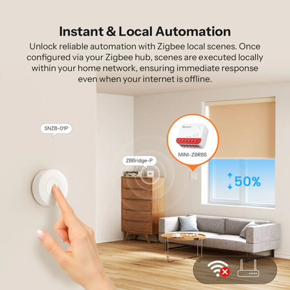 Interrupteur intelligent Zigbee 3.0 SONOFF MINI-ZBRBS pour commande et automatisation de volets roulants via passerelle Zigbee